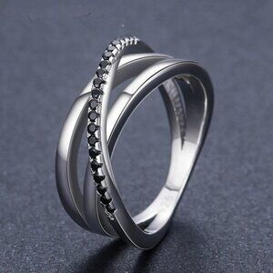 Multi Layer Four Lines Stacking Cross Stackable Rings for Women, PD048